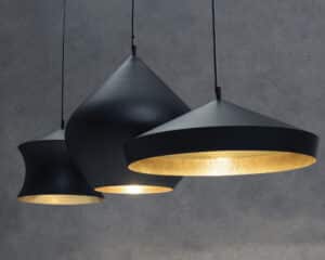 Black pendent lights. Design Mumbai