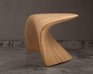 Modern sculpted wooden stool. Design Mumbai.